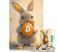 Rompecabezas para Adultos de 1000 Piezas con diseño de Conejo Bitcoin y criptomonedas Juegos Divertidos y antiestrés Piezas de Formas aleatorias Que encajan Perfectamente 50x75cm