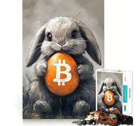Rompecabezas para Adultos de 1000 Piezas con diseño de Conejo de Bitcoin,Agujero de Conejo de Pascua,Arte de Corte Exacto,Juego cognitivo Divertido,Entretenimiento,Regalo navideño Relajante (50x75cm)