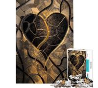 Rompecabezas para Adultos de 1000 Piezas con diseño de corazón Dorado y vidrieras Juegos relajantes para Pasar el Tiempo en casa Durante Las Vacaciones (Tamaño 38x52cm)