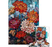Rompecabezas para Adultos de 1000 Piezas con diseño de crisantemos radiantes Juguete Decorativo para Pared Mujeres Ideales para cumpleaños y Navidad (tamaño 50x75cm)