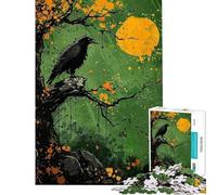 Rompecabezas para Adultos de 1000 Piezas con diseño de Cuervo Negro salpicado Rompecabezas para Adolescentes con patrón de Montaje difícil y desafiante Juego Divertido para Toda la Familia 50x75cm