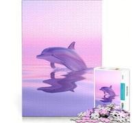 Rompecabezas para Adultos de 1000 Piezas con diseño de Delfines al Atardecer, Juego de ingenio, desafiante de completar, colección de Artistas, Bellas Artes 50x75cm