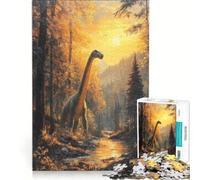 Rompecabezas para Adultos de 1000 Piezas con diseño de Dinosaurio al Atardecer Decoración de Pared Un Reto para completar Toda la Familia 38x52cm