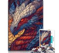 Rompecabezas para Adultos de 1000 Piezas con diseño de dragón de vidrieras Ideal para aliviar el estrés un desafío difícil decoración única para el hogar y Regalos 26x38cm