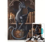 Rompecabezas para Adultos de 1000 Piezas con diseño de dragón en una estantería, Juguetes antiestrés, un Reto difícil, un Gran Regalo para los Amantes de los Juegos 50x75cm