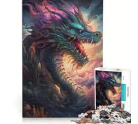 Rompecabezas para Adultos de 1000 Piezas con diseño de Dragones y paisajes mitológicos, Juegos Divertidos, decoración, Piezas de Formas aleatorias Que encajan Perfectamente 38x26cm