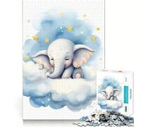 Rompecabezas para Adultos de 1000 Piezas con diseño de Elefante bebé Juego de ingenio y Desarrollo Mental Juego Libre con Escena navideña (38x52cm)