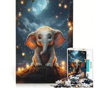 Rompecabezas para Adultos de 1000 Piezas con diseño de Elefante bebé Juego Familiar Que Mejora la Memoria Ideal para Decorar el Escritorio 38x52cm