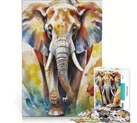 Rompecabezas para Adultos de 1000 Piezas con diseño de Elefante Pintado con Acuarelas Ideal para Decorar la Pared Actividades Familiares cumpleaños y Navidad 38x26cm