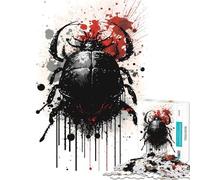 Rompecabezas para Adultos de 1000 Piezas con diseño de Escarabajo pelotero Pintado con Tinta Difícil y desafiante Juego Educativo y Relajante para Mayores de 14 años (38x52cm)