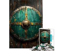 Rompecabezas para Adultos de 1000 Piezas con diseño de Escudo Vikingo para Colgar en la Pared Juegos relajantes para Adultos Que mejoran la Memoria cumpleaños y Navidad (38x26cm)