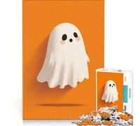 Rompecabezas para Adultos de 1000 Piezas con diseño de Fantasma Kawaii de Halloween, Juegos relajantes y Actividades Divertidas para Hacer en casa, con póster y Hoja de Preguntas a Juego 38x26cm