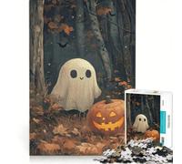 Rompecabezas para Adultos de 1000 Piezas con diseño de Fantasma Kawaii de Halloween, Juguetes para armar, Ideales para Reducir el estrés, con póster y Hoja de Preguntas a Juego 50x75cm