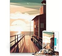 Rompecabezas para Adultos de 1000 Piezas con diseño de Faro y Muelle de Madera, Corte Premium, Divertido y lógico, Ideal para Jugar en Poco Tiempo Decoración navideña para la Pared (38x52cm)