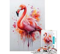 Rompecabezas para Adultos de 1000 Piezas con diseño de Flamenco Rosa en Acuarela Diversión en casa decoración del hogar Juego Imposible Apto para Mayores de 14 años (38x26cm)