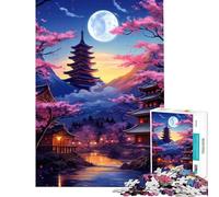 Rompecabezas para Adultos de 1000 Piezas con diseño de Flor de Cerezo Arte japonés desafío Educativo desafío difícil Juguete Decorativo para Pared para Mayores de 14 años (38x52cm)