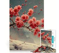 Rompecabezas para Adultos de 1000 Piezas con diseño de Flor de Cerezo Japonesa de Corte Fino Actividad para la Mente Inteligente Tiempo de Juego Tranquilo Decoración navideña (38x26cm)
