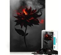 Rompecabezas para Adultos de 1000 Piezas con diseño de Flor de Dalia roja ardiente,Bordes Finos,Ideal para Juegos cognitivos,relajación y decoración navideña para la Pared (38x26cm)