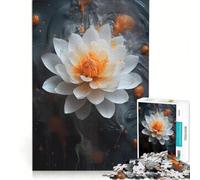 Rompecabezas para Adultos de 1000 Piezas con diseño de Flores Blancas y Naranjas Ideal para Jugar en Familia desarrollar el Pensamiento analítico y lógico y Regalar a Amigos y Familiares 38x52cm