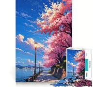 Rompecabezas para Adultos de 1000 Piezas con diseño de Flores de Cerezo,Estilo japonés,con Bordes precisos,Ideal para Construir y Disfrutar de un Momento Acogedor Decoración navideña para la Pared