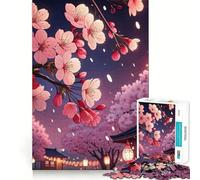 Rompecabezas para Adultos de 1000 Piezas con diseño de Flores de Cerezo y faroles japoneses Juego de Habilidad Mental y para ejercitar la Mente Ideal para Relajarse y divertirse
