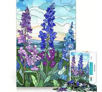 Rompecabezas para Adultos de 1000 Piezas con diseño de Flores de vidrieras, Bordes impecables, Divertido Juego para concentrarse y Jugar en Silencio, Ideal para la decoración navideña (38x26cm)