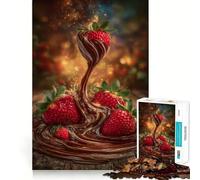 Rompecabezas para Adultos de 1000 Piezas con diseño de Fresas con glaseado de Chocolate Fortalece la Memoria Arte Coleccionable con Bordes limpios y relajantes 38x26cm