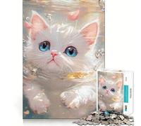 Rompecabezas para Adultos de 1000 Piezas con diseño de Gatito Blanco en el Agua Ideal para desarrollar la Memoria y divertirse Troquelado de Alta precisión Fácil de Aprender para Disfrutar en Familia