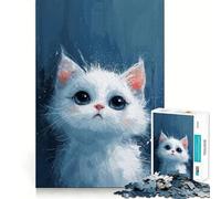 Rompecabezas para Adultos de 1000 Piezas con diseño de Gatito de Ojos Azules y Bordes limpios Juguete de construcción Que fomenta la concentración y la diversión,Ideal para Jugar despacio Regalo