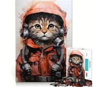Rompecabezas para Adultos de 1000 Piezas con diseño de Gato Aviador en Naranja,Corte preciso,Divertido Juego de ingenio,Ideal para el Tiempo Libre y como Actividad de cumpleaños (50x75cm)