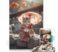 Rompecabezas para Adultos de 1000 Piezas con diseño de Gato de tradición Japonesa, Juguetes para armar, Ideal para la interacción Entre Padres e Hijos, cumpleaños y Navidad 50x75cm