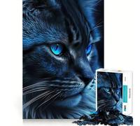 Rompecabezas para Adultos de 1000 Piezas con diseño de Gato en Primer Plano y Bordes impecables Juego Divertido para concentrarse y Jugar tranquilamente Regalo de decoración navideña (38x26cm)