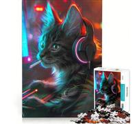 Rompecabezas para Adultos de 1000 Piezas con diseño de Gato Gamer, Juegos educativos, Divertidos y con Humor, Ideales para Decorar el Escritorio 38x26cm