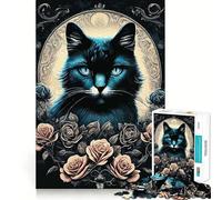 Rompecabezas para Adultos de 1000 Piezas con diseño de Gato gótico y Rockabilly,Arte de Corte preciso,Juguete para desarrollar la Agilidad,Ideal para Relajarse y Disfrutar de la Navidad de Pared