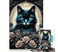 Rompecabezas para Adultos de 1000 Piezas con diseño de Gato gótico y Rockabilly,Bordes Finos,Ideal para Juegos cognitivos,relajación y decoración navideña para la Pared (38x26cm)