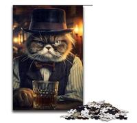 Rompecabezas para Adultos de 1000 Piezas con diseño de Gato gruñón y Caballero Ideal para ejercitar el Cerebro Juguetes adictivos para Cultivar la Paciencia 75 x 50 cm.