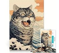 Rompecabezas para Adultos de 1000 Piezas con diseño de Gato japonés,Bordes precisos,Ideal para estimular la Mente,Jugar en Silencio y como Juego de cumpleaños (38x52cm)
