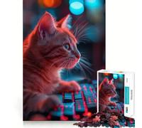 Rompecabezas para adultos de 1000 piezas con diseño de gato,juego de ajuste preciso,juguete inteligente para el cerebro,ideal para jugar en el tiempo libre,regalo de cumpleaños para la mente (50x75cm)