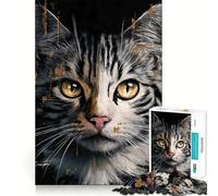 Rompecabezas para Adultos de 1000 Piezas con diseño de Gato, Jugar,Arte,Desarrollo Mental,Juego de Habilidad,Tiempo de Descanso,Juego de cumpleaños (50x75cm)
