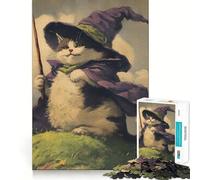 Rompecabezas para Adultos de 1000 Piezas con diseño de Gato Mago Juego de Entrenamiento cognitivo con Encaje Huecos Actividad Relajante para la Mente (38x52cm)