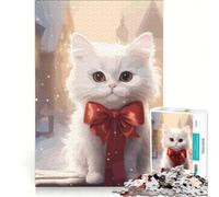 Rompecabezas para Adultos de 1000 Piezas con diseño de Gato navideño, Juguete Educativo, difícil y desafiante, Que fomenta el Amor Entre Parejas 50x75cm