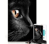 Rompecabezas para Adultos de 1000 Piezas con diseño de Gato Negro en Primer Plano,Corte preciso,Juguete Inteligente para el Cerebro,Juego para Relajarse,decoración navideña,Regalo (50x75cm)