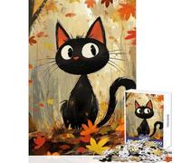 Rompecabezas para Adultos de 1000 Piezas con diseño de Gato otoñal Juego práctico para Toda la Familia Juguetes de decoración para el hogar Entrena tu Cerebro y Tus Manos (38x26cm)
