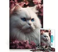 Rompecabezas para Adultos de 1000 Piezas con diseño de Gato Persa y Flores Rosas Ideal para Decorar,desarrollar la lógica y la Habilidad Un Juego y Casual, Regalar en cumpleaños 38x52cm