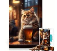 Rompecabezas para Adultos de 1000 Piezas con diseño de Gato,Pub,Cerveza,Bordes Finos,Manualidades,concentración,Juego Divertido,Juego Relajante,Regalo de cumpleaños (50x75cm)