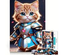 Rompecabezas para Adultos de 1000 Piezas con diseño de Gato samurái,Arte de Corte Fino,Juego para estimular la Mente,Juego Relajante, (38x52cm)