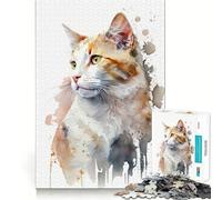 Rompecabezas para Adultos de 1000 Piezas con diseño de Gato Turco Van en Acuarela Juego de lógica con Piezas de Ajuste preciso Un Momento Divertido y Acogedor Regalo Ideal para cumpleaños (50x75cm)