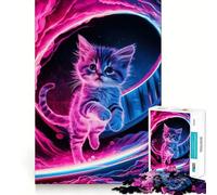 Rompecabezas para Adultos de 1000 Piezas con diseño de Gato y Galaxia,Arte de Corte preciso,Juguete para desarrollar la Agilidad,Ideal para Relajarse y Disfrutar de la Navidad Decoración de Pared