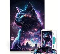 Rompecabezas para Adultos de 1000 Piezas con diseño de Gato y Galaxia,Juego de Ajuste preciso,Juguete Inteligente para el Cerebro,Ideal para Jugar en el Tiempo Libre,Regalo de cumpleaños (50x75cm)