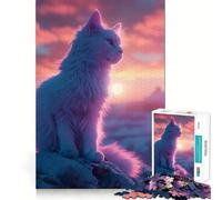 Rompecabezas para Adultos de 1000 Piezas con diseño de Gato y Puesta de Sol Juego de Ajuste preciso Juguete Inteligente para el Cerebro Tiempo Libre Regalo Ideal para cumpleaños (38x26cm)